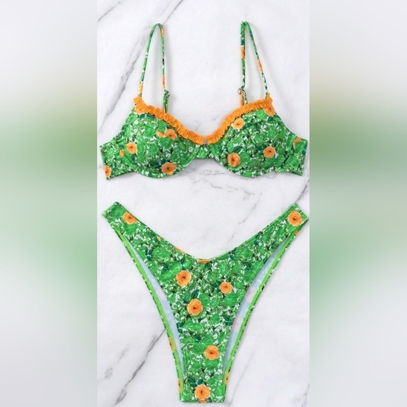 NEW Halter Triangle Bra Tie Side Swim Bottom Bikini Summer Bathing Suit-(#1,485) - Picture 3 of 6